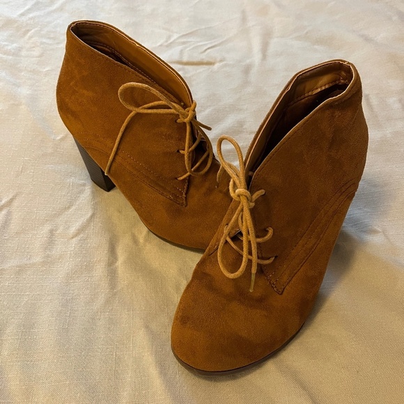 Charlotte Russe Suade Lace-Up Booties - Picture 1 of 7